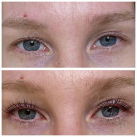 Dichte und geschwungene Naturwimpern durch Wimpernlifting